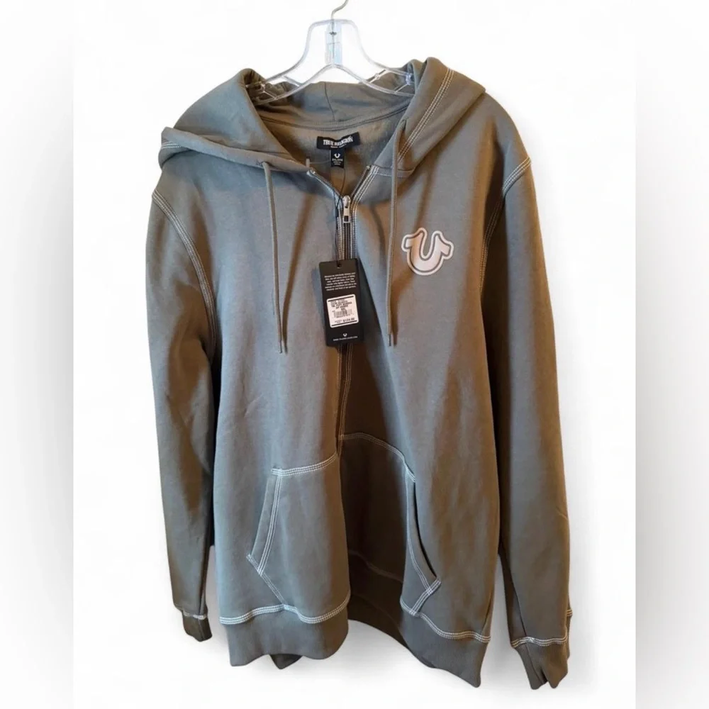 New True Religion TNL Puff Buddha Zip Hoodie XXL Kalamata Green